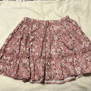 Size large pink floral ruffle skirt